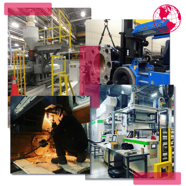 Collage of services - industrial machinery moving installation maintenance